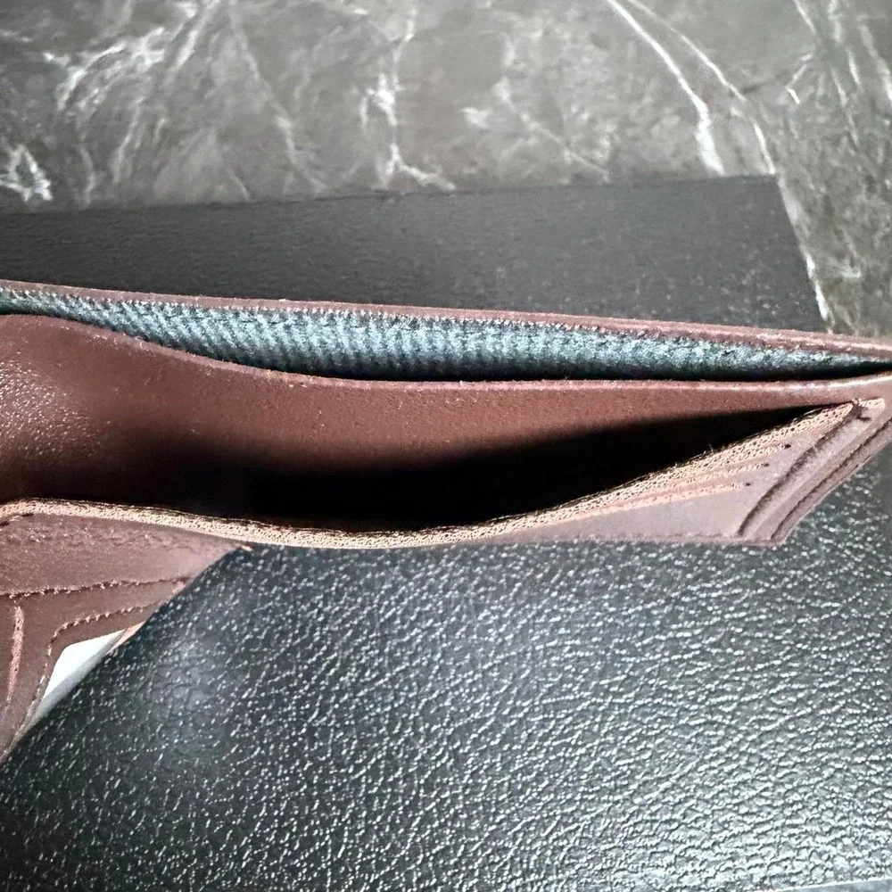 Men's Brown Bi Fold Geometric Cyber Wallet Brand New